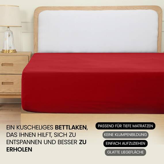 Utopia Bedding - Spannbettlaken 140x200cm - Rot - Gebürstete Polyester-Mikrofaser Spannbetttuch - 35 cm Tiefe Tasche