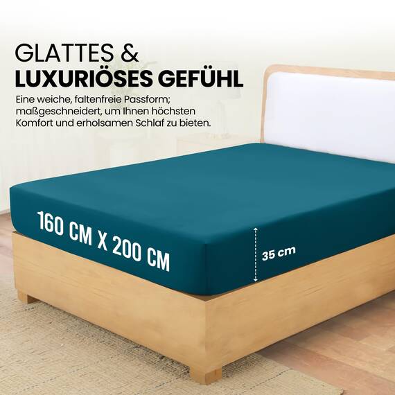 Utopia Bedding - Spannbettlaken 160x200cm - Denim Blau - Gebürstete Polyester-Mikrofaser Spannbetttuch - 35 cm Tiefe Tasche