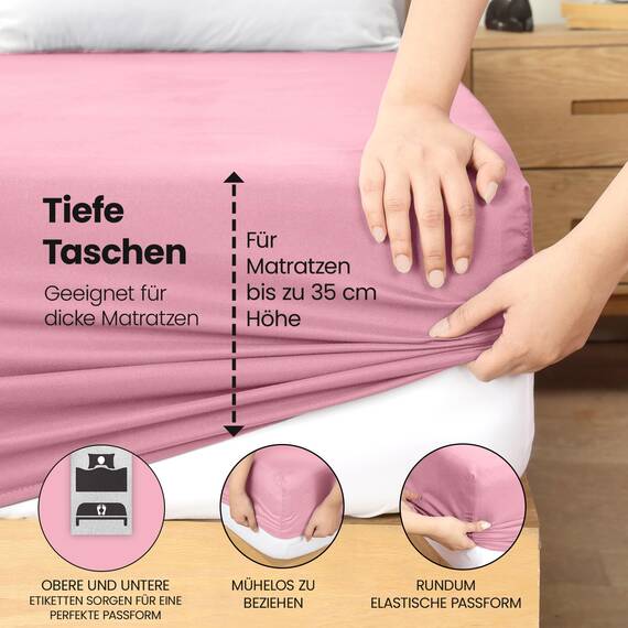 Utopia Bedding - Spannbettlaken 90x200cm - Rosa - Gebürstete Polyester-Mikrofaser Spannbetttuch - 35 cm Tiefe Tasche