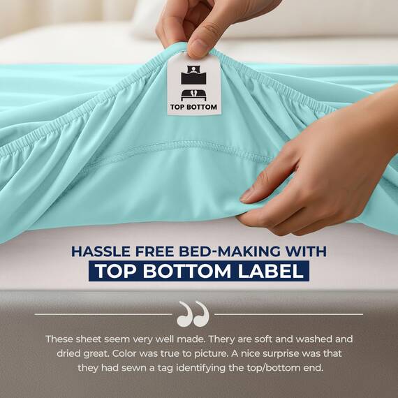 Utopia Bedding Queensize-Spannbetttuch mit extra tiefen Taschen, passend für Matratzen bis zu 53 cm, schrumpf- und farbbeständig, pflegeleicht, nur 1 Spannbetttuch mit tiefen Taschen, Spa-Blau