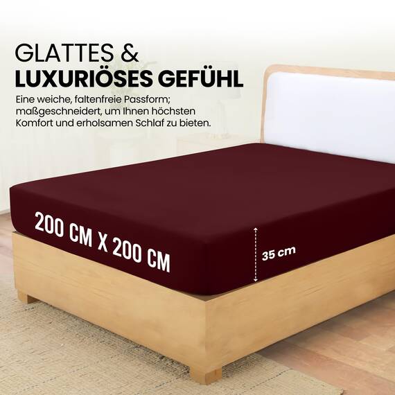 Utopia Bedding - Spannbettlaken 200x200cm - Burgunderrot - Gebürstete Polyester-Mikrofaser Spannbetttuch - 35 cm Tiefe Tasche