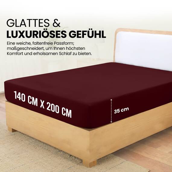 Utopia Bedding - Spannbettlaken 140x200cm - Burgunderrot - Oeko-Tex Zertifiziertes Gebürstete Polyester-Mikrofaser Spannbetttuch - 35 cm Tiefe Tasche