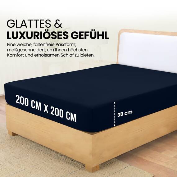 Utopia Bedding - Spannbettlaken 200x200cm - Marineblau - Gebürstete Polyester-Mikrofaser Spannbetttuch - 35 cm Tiefe Tasche