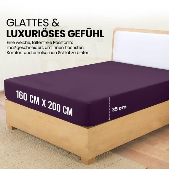 Utopia Bedding - Spannbettlaken 160x200cm - Lila - Gebürstete Polyester-Mikrofaser Spannbetttuch - 35 cm Tiefe Tasche