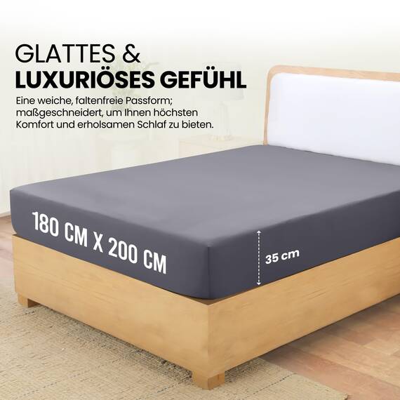 Utopia Bedding - Spannbettlaken 180x200cm - Grau - Gebürstete Polyester-Mikrofaser Spannbetttuch - 35 cm Tiefe Tasche