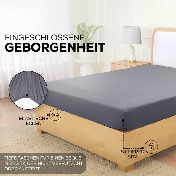 Utopia Bedding - Topper Spannbettlaken 140x200cm - Grau - Gebürstete Polyester-Mikrofaser Spannbetttuch - 15 cm Tiefe Tasche
