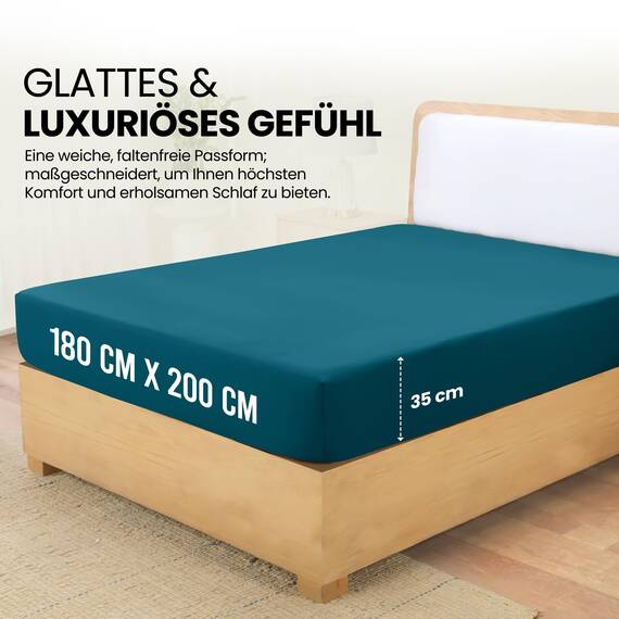 Utopia Bedding - Spannbettlaken 180x200cm - Denim Blau - Gebürstete Polyester-Mikrofaser Spannbetttuch - 35 cm Tiefe Tasche