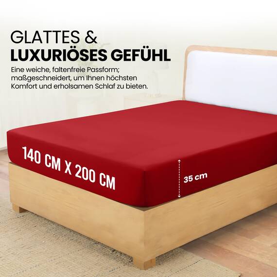 Utopia Bedding - Spannbettlaken 140x200cm - Rot - Gebürstete Polyester-Mikrofaser Spannbetttuch - 35 cm Tiefe Tasche