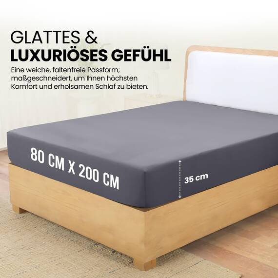 Utopia Bedding - Spannbettlaken 80x200cm - Grau - Gebürstete Mikrofaser Spannbetttuch - 35 cm Tiefe Tasche