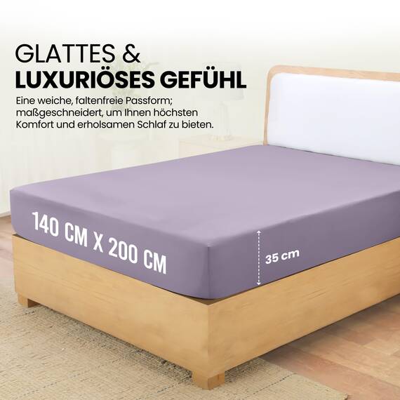Utopia Bedding - Spannbettlaken 140x200cm - Lavendel - Oeko-Tex Zertifiziertes Gebürstete Polyester-Mikrofaser Spannbetttuch - 35 cm Tiefe Tasche