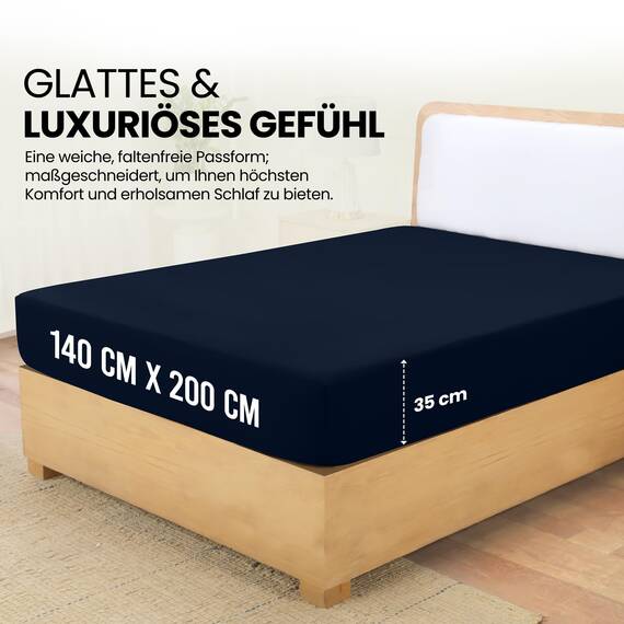 Utopia Bedding - Spannbettlaken 140x200cm - Marineblau - Oeko-Tex Zertifiziertes Gebürstete Polyester-Mikrofaser Spannbetttuch - 35 cm Tiefe Tasche