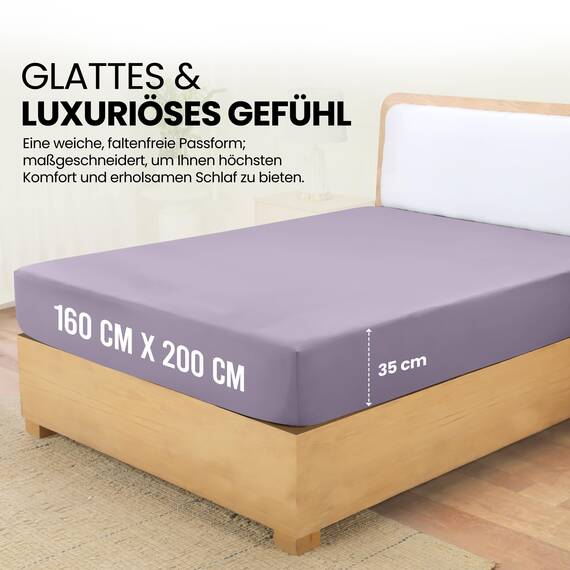 Utopia Bedding - Spannbettlaken 160x200cm - Lavendel - Oeko-Tex Zertifiziertes Gebürstete Polyester-Mikrofaser Spannbetttuch - 35 cm Tiefe Tasche