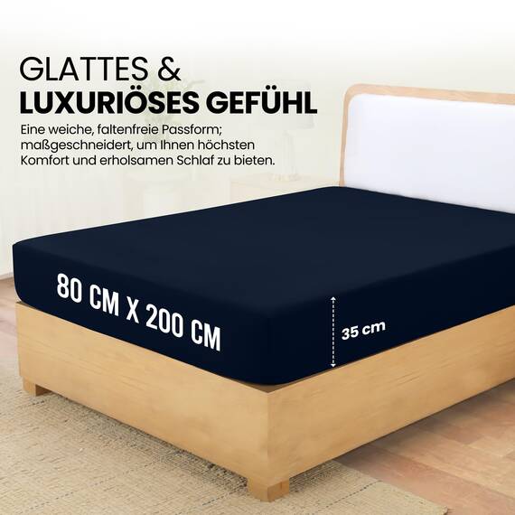 Utopia Bedding - Spannbettlaken 80x200cm - Marineblau - Gebürstete Mikrofaser Spannbetttuch - 35 cm Tiefe Tasche
