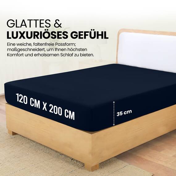 Utopia Bedding - Spannbettlaken 120x200cm - Marineblau - Oeko-Tex Zertifiziertes Gebürstete Polyester-Mikrofaser Spannbetttuch - 35 cm Tiefe Tasche