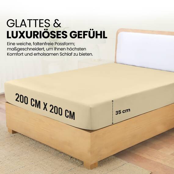 Utopia Bedding - Spannbettlaken 200x200cm - Beige - Gebürstete Polyester-Mikrofaser Spannbetttuch - 35 cm Tiefe Tasche