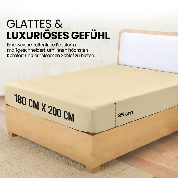 Utopia Bedding - Spannbettlaken 180x200cm - Beige - Gebürstete Polyester-Mikrofaser Spannbetttuch - 35 cm Tiefe Tasche