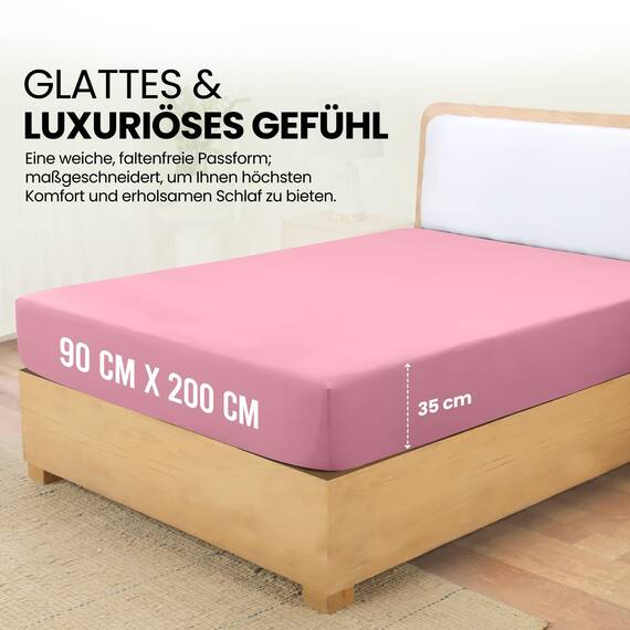 Utopia Bedding - Spannbettlaken 90x200cm - Rosa - Gebürstete Polyester-Mikrofaser Spannbetttuch - 35 cm Tiefe Tasche