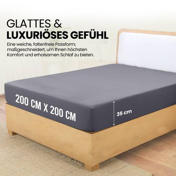 Utopia Bedding - Spannbettlaken 200x200cm - Grau - Gebürstete Polyester-Mikrofaser Spannbetttuch - 35 cm Tiefe Tasche