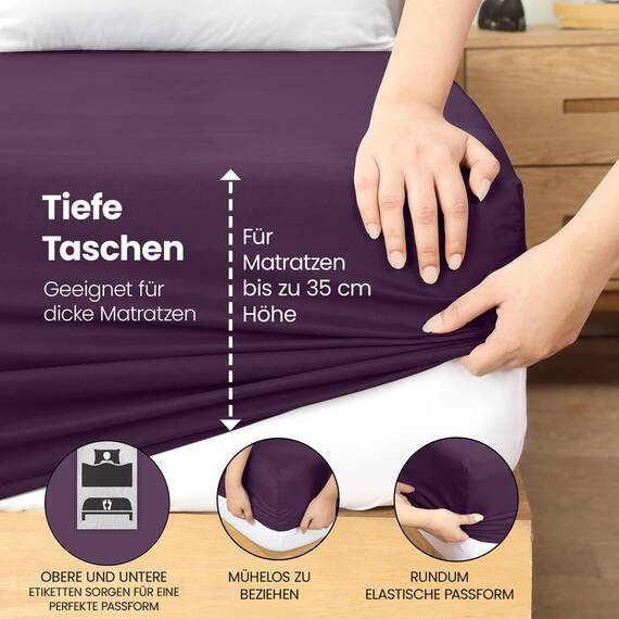 Utopia Bedding - Spannbettlaken 160x200cm - Lila - Gebürstete Polyester-Mikrofaser Spannbetttuch - 35 cm Tiefe Tasche