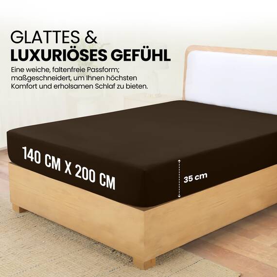Utopia Bedding - Spannbettlaken 140x200cm - Braun - Gebürstete Polyester-Mikrofaser Spannbetttuch - 35 cm Tiefe Tasche