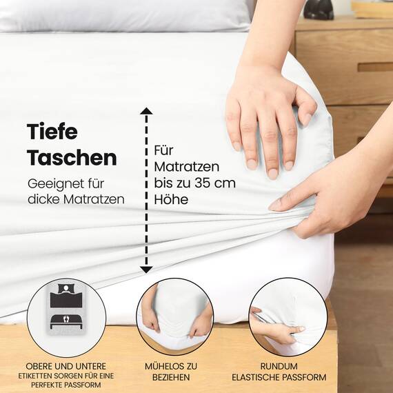 Utopia Bedding - Spannbettlaken 100x200cm - Weiß - Gebürstete Mikrofaser Spannbetttuch - 35 cm Tiefe Tasche