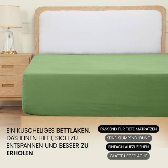Utopia Bedding - Spannbettlaken 180x200cm - Salbei Grün - Gebürstete Polyester-Mikrofaser Spannbetttuch - 35 cm Tiefe Tasche