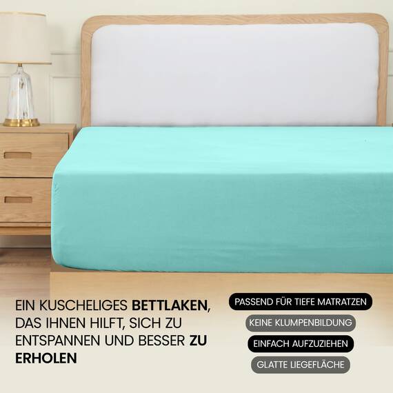 Utopia Bedding - Spannbettlaken 90x200cm - Spa Blau - Gebürstete Polyester-Mikrofaser Spannbetttuch - 35 cm Tiefe Tasche