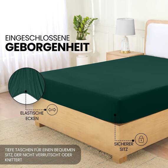 Utopia Bedding - Spannbettlaken 90x200cm - Smaragd Grün - Gebürstete Polyester-Mikrofaser Spannbetttuch - 35 cm Tiefe Tasche