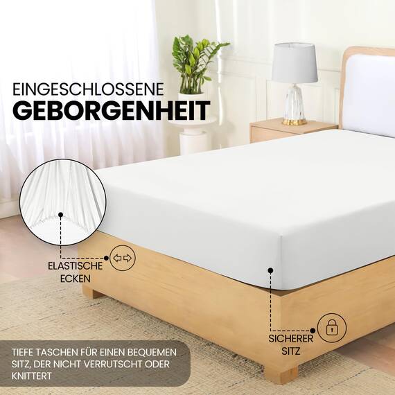 Utopia Bedding - Spannbettlaken 200x220cm - Weiß - Gebürstete Mikrofaser Spannbetttuch - 35 cm Tiefe Tasche