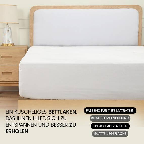Utopia Bedding - Spannbettlaken 160x200cm - Weiß - Gebürstete Polyester-Mikrofaser Spannbetttuch - 35 cm Tiefe Tasche