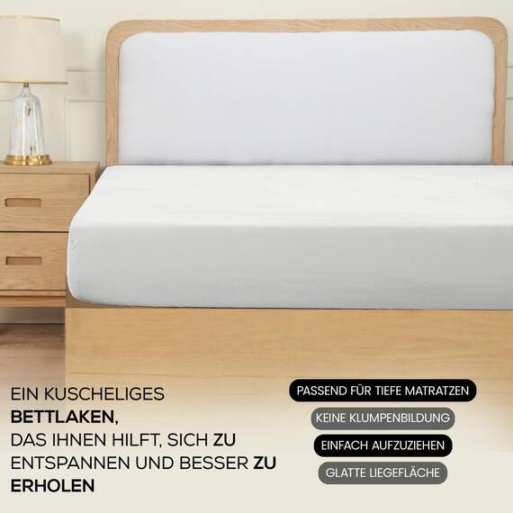 Utopia Bedding - Topper Spannbettlaken 200x200cm - Weiß - Oeko-Tex Zertifiziertes Gebürstete Polyester-Mikrofaser Spannbetttuch - 15 cm Tiefe Tasche