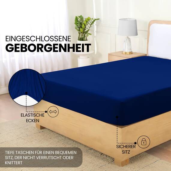 Utopia Bedding - Spannbettlaken 160x200cm - Royal Blau - Gebürstete Polyester-Mikrofaser Spannbetttuch - 35 cm Tiefe Tasche