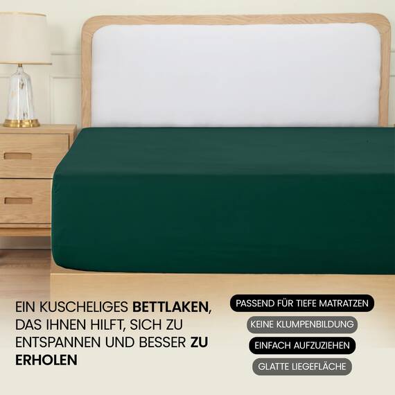 Utopia Bedding - Spannbettlaken 180x200cm - Smaragd Grün - Gebürstete Polyester-Mikrofaser Spannbetttuch - 35 cm Tiefe Tasche
