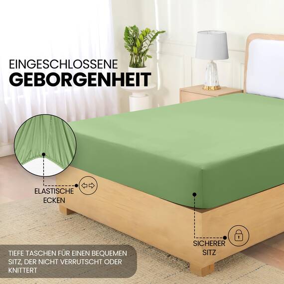 Utopia Bedding - Spannbettlaken 180x200cm - Salbei Grün - Gebürstete Polyester-Mikrofaser Spannbetttuch - 35 cm Tiefe Tasche
