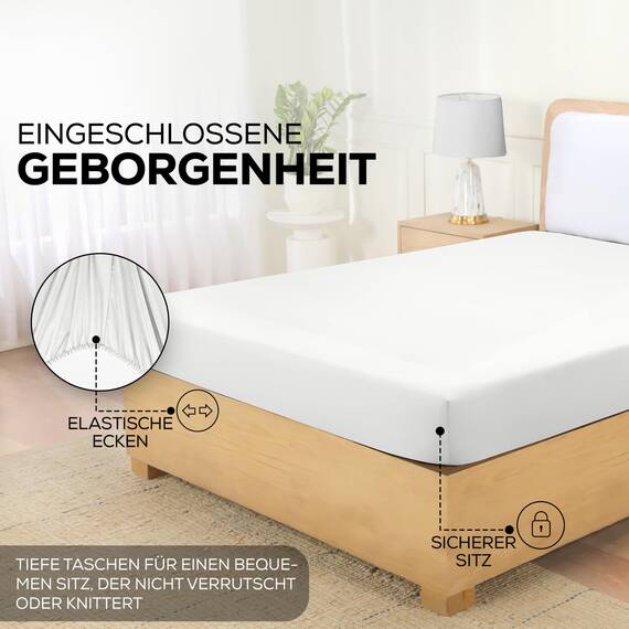 Utopia Bedding - Topper Spannbettlaken 180x200cm - Weiß - Oeko-Tex Zertifiziertes Gebürstete Polyester-Mikrofaser Spannbetttuch - 15 cm Tiefe Tasche