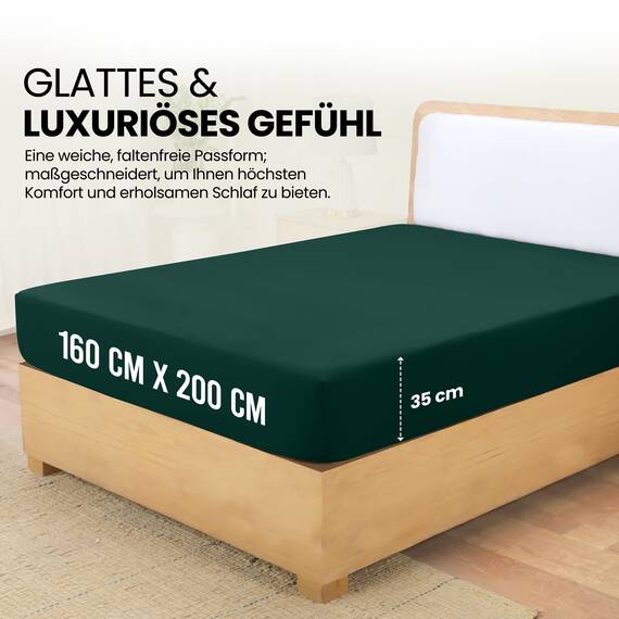 Utopia Bedding - Spannbettlaken 160x200cm - Smaragd Grün - Gebürstete Polyester-Mikrofaser Spannbetttuch - 35 cm Tiefe Tasche