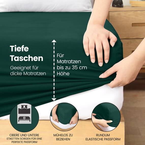 Utopia Bedding - Spannbettlaken 140x200cm - Smaragd Grün - Gebürstete Polyester-Mikrofaser Spannbetttuch - 35 cm Tiefe Tasche