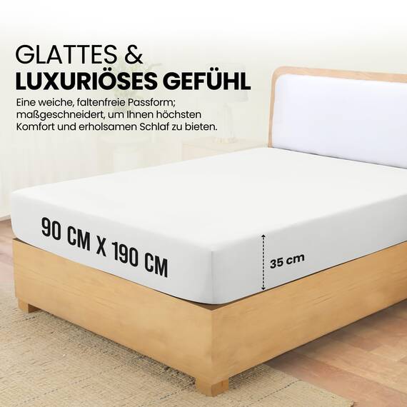 Utopia Bedding - Spannbettlaken 90x190cm - Weiß - Gebürstete Mikrofaser Spannbetttuch - 35 cm Tiefe Tasche