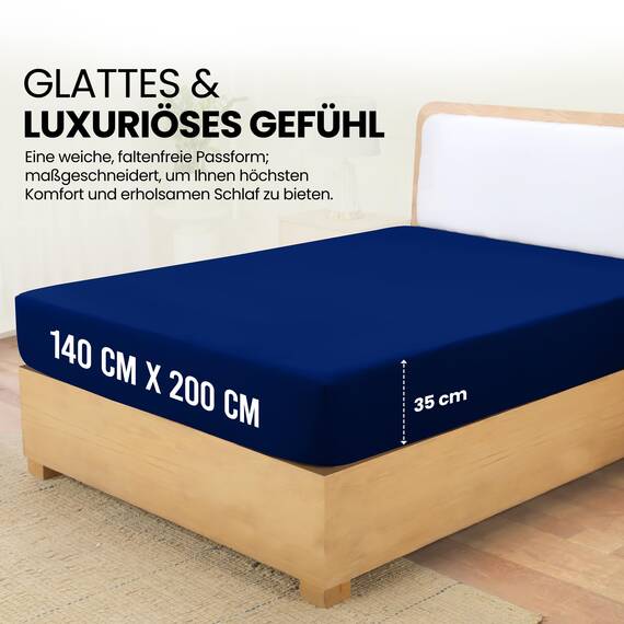 Utopia Bedding - Spannbettlaken 140x200cm - Royal Blau - Gebürstete Polyester-Mikrofaser Spannbetttuch - 35 cm Tiefe Tasche