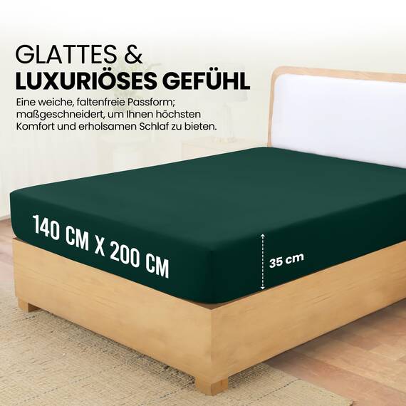 Utopia Bedding - Spannbettlaken 140x200cm - Smaragd Grün - Gebürstete Polyester-Mikrofaser Spannbetttuch - 35 cm Tiefe Tasche