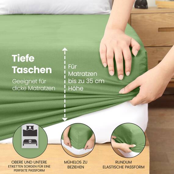 Utopia Bedding - Spannbettlaken 180x200cm - Salbei Grün - Gebürstete Polyester-Mikrofaser Spannbetttuch - 35 cm Tiefe Tasche