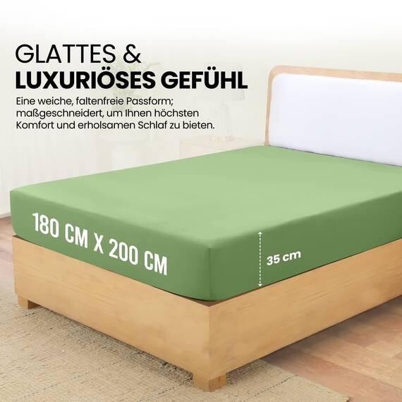 Utopia Bedding - Spannbettlaken 180x200cm - Salbei Grün - Gebürstete Polyester-Mikrofaser Spannbetttuch - 35 cm Tiefe Tasche