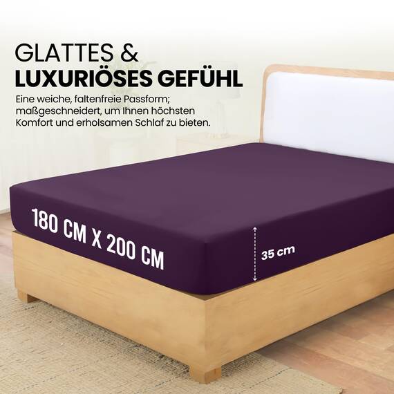 Utopia Bedding - Spannbettlaken 180x200cm - Lila - Gebürstete Polyester-Mikrofaser Spannbetttuch - 35 cm Tiefe Tasche