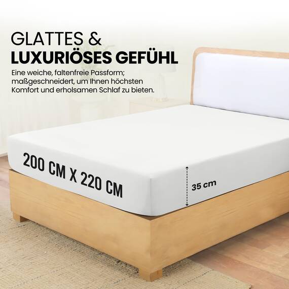 Utopia Bedding - Spannbettlaken 200x220cm - Weiß - Gebürstete Mikrofaser Spannbetttuch - 35 cm Tiefe Tasche