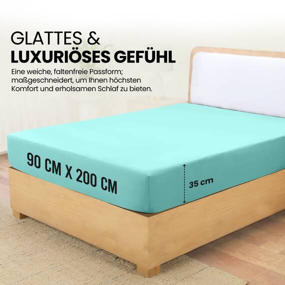 Utopia Bedding - Spannbettlaken 90x200cm - Spa Blau - Gebürstete Polyester-Mikrofaser Spannbetttuch - 35 cm Tiefe Tasche
