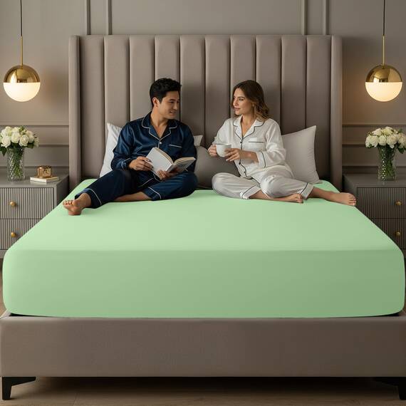 Utopia Bedding Queensize-Spannbetttuch mit extra tiefen Taschen, passend für Matratzen bis zu 53,3 cm, schrumpf- und farbbeständig, pflegeleicht, nur 1 Spannbetttuch mit tiefen Taschen, Salbeigrün