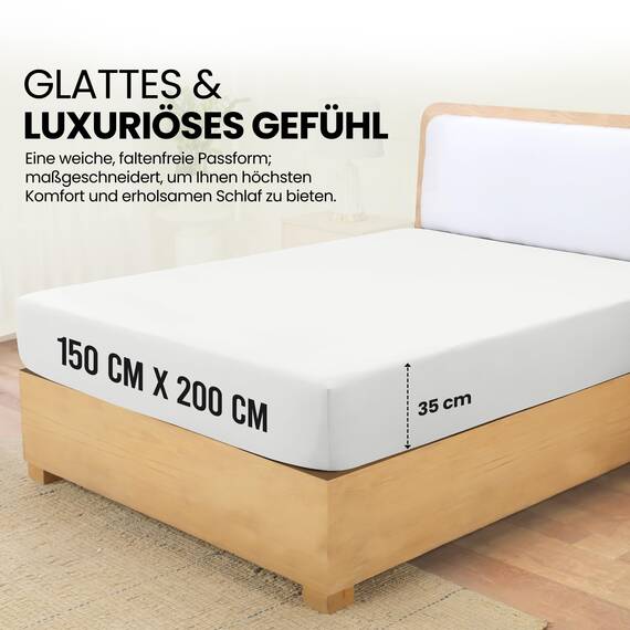 Utopia Bedding - Spannbettlaken 150x200cm - Weiß - Gebürstete Mikrofaser Spannbetttuch - 35 cm Tiefe Tasche