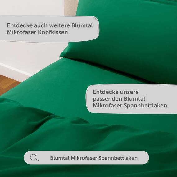 Blumtal Bettwäsche 155x220cm + 2X 80x80cm Kopfkissenbezug - Oeko-TEX zert. Mikrofaser Bettwäsche Set - Mikrofaser Bettbezug bis 95 °C - Deckenbezug + Kissenbezug 3-teilig - Duvet Cover Dunkelgrün