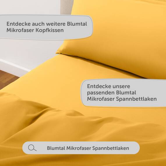 Blumtal Bettwäsche 200x200cm + 2X 40x80cm Kopfkissenbezug - Oeko-TEX zert. Mikrofaser Bettwäsche Set - Mikrofaser Bettbezug bis 95 °C - Deckenbezug + Kissenbezug 3-teilig - Duvet Cover Spicy Mustard
