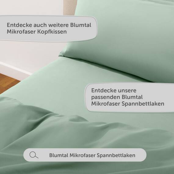 Blumtal Bettwäsche 200x200cm + 2X 40x80cm Kopfkissenbezug - Oeko-TEX zert. Mikrofaser Bettwäsche Set - Mikrofaser Bettbezug bis 95 °C - Deckenbezug + Kissenbezug 3-teilig - Duvet Cover Sommer Grün